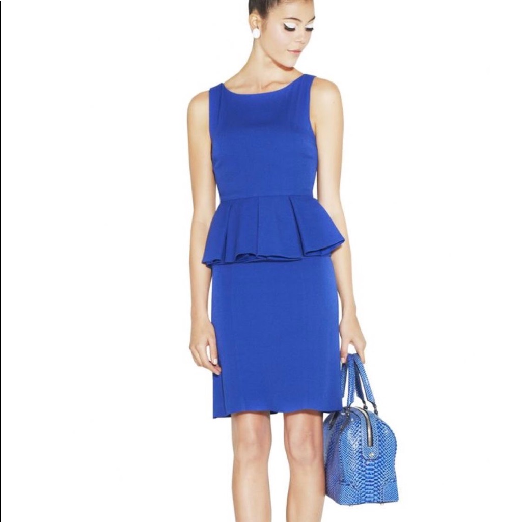 Alice + Olivia June Pleated Peplum Dress Blue